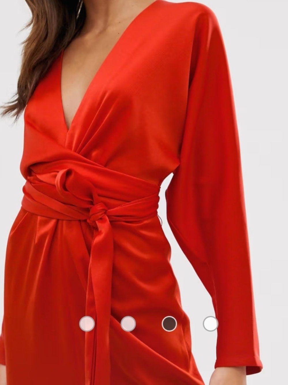 ASOS Red Long Sleeve Wrap Dress